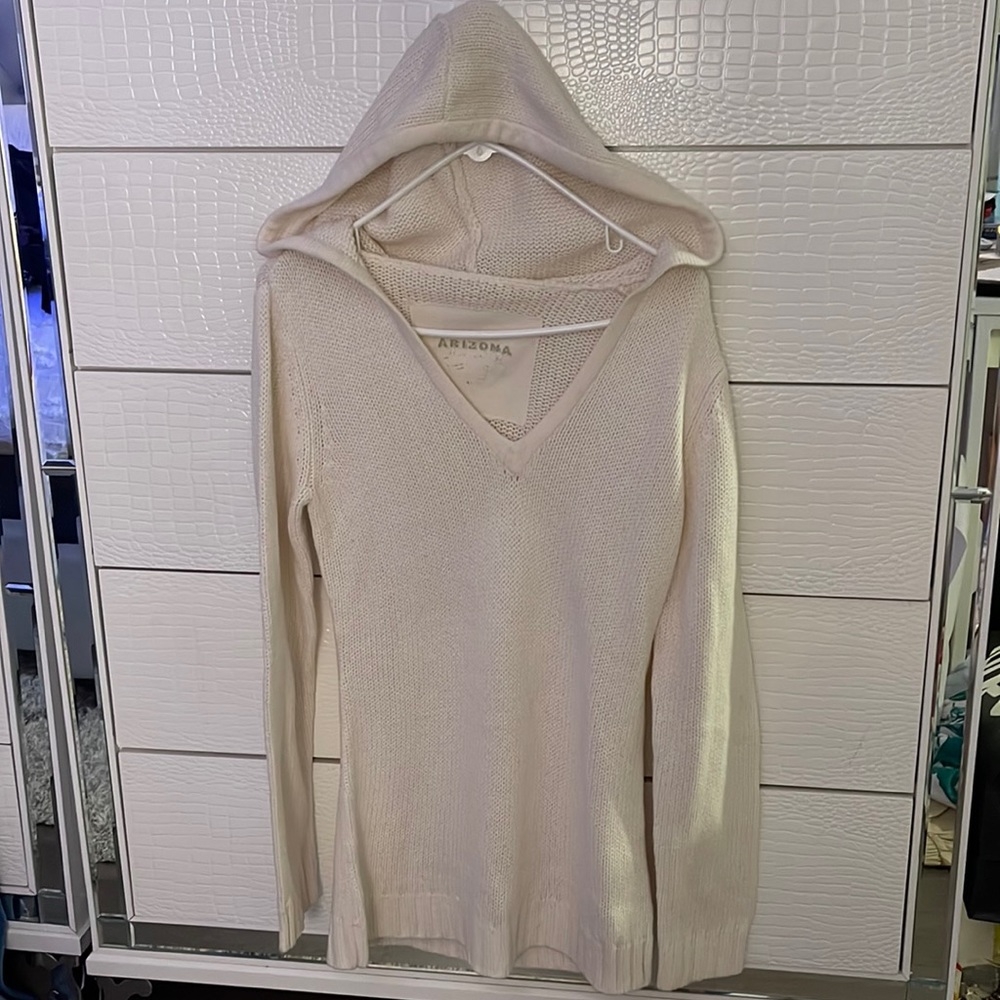 Cream sweater with hood